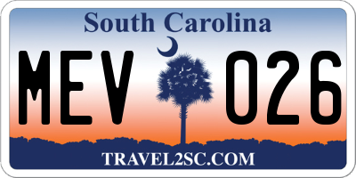 SC license plate MEV026