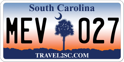 SC license plate MEV027
