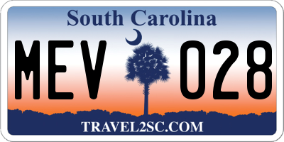 SC license plate MEV028