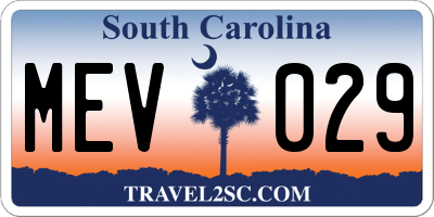 SC license plate MEV029