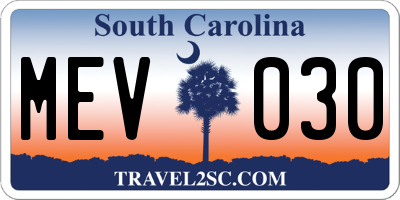 SC license plate MEV030