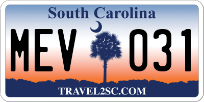 SC license plate MEV031