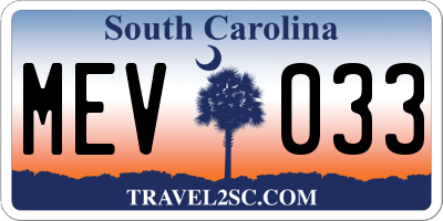 SC license plate MEV033