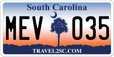 SC license plate MEV035