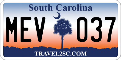 SC license plate MEV037