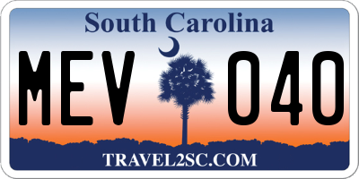 SC license plate MEV040