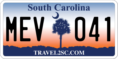 SC license plate MEV041