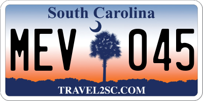 SC license plate MEV045