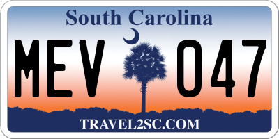 SC license plate MEV047
