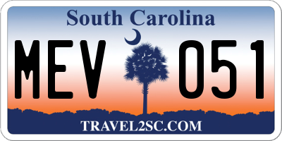 SC license plate MEV051