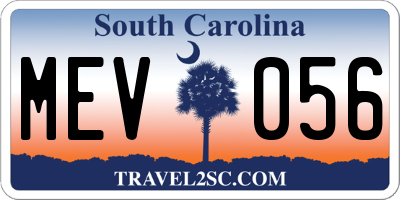 SC license plate MEV056