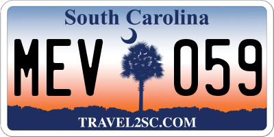 SC license plate MEV059