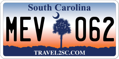 SC license plate MEV062