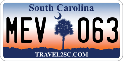 SC license plate MEV063