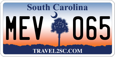 SC license plate MEV065