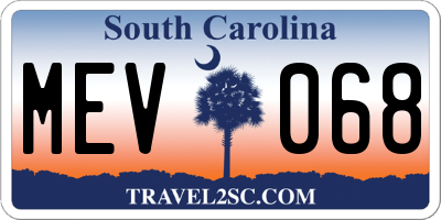 SC license plate MEV068