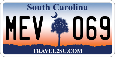 SC license plate MEV069