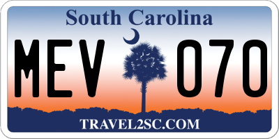 SC license plate MEV070