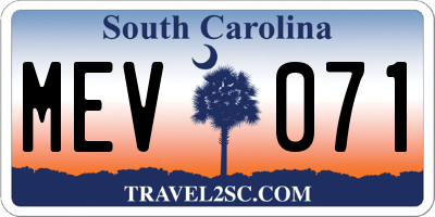 SC license plate MEV071