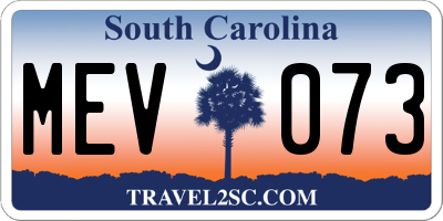 SC license plate MEV073