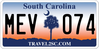 SC license plate MEV074
