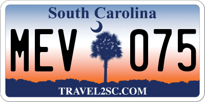 SC license plate MEV075
