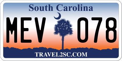 SC license plate MEV078