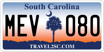 SC license plate MEV080