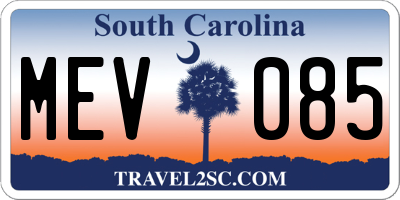 SC license plate MEV085