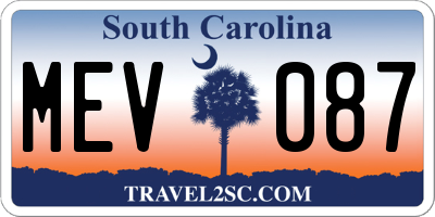 SC license plate MEV087