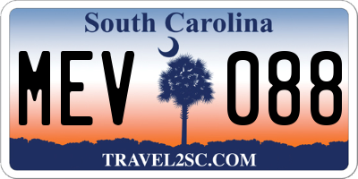 SC license plate MEV088