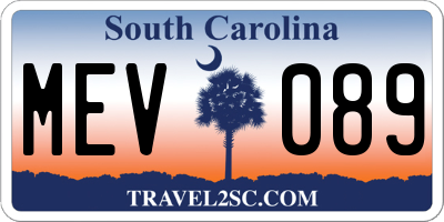 SC license plate MEV089