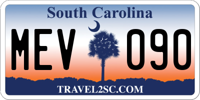 SC license plate MEV090