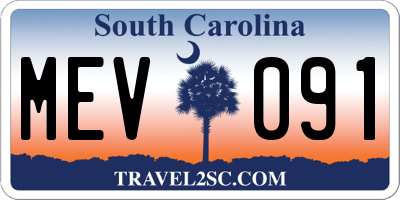 SC license plate MEV091
