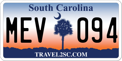 SC license plate MEV094