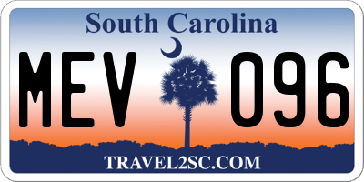 SC license plate MEV096