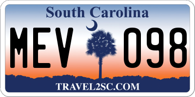 SC license plate MEV098