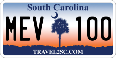 SC license plate MEV100