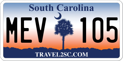 SC license plate MEV105