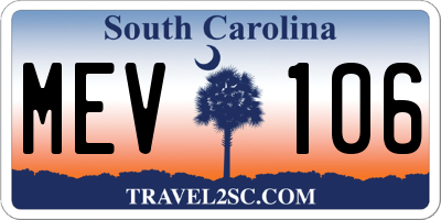 SC license plate MEV106