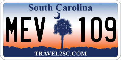 SC license plate MEV109