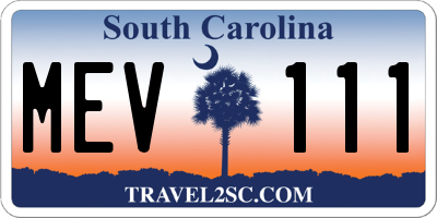 SC license plate MEV111