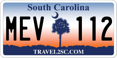 SC license plate MEV112