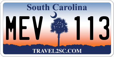 SC license plate MEV113
