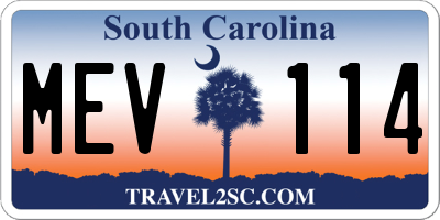 SC license plate MEV114