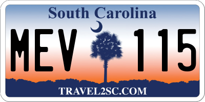 SC license plate MEV115