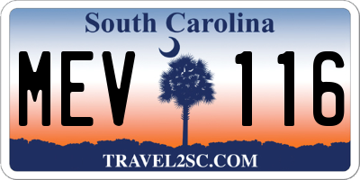 SC license plate MEV116