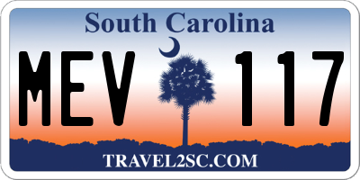SC license plate MEV117