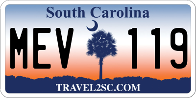 SC license plate MEV119