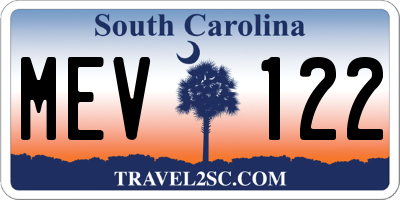 SC license plate MEV122